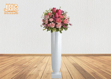 Pots de fleur décoratifs de petits de fibre de verre de planteurs vases blancs brillants à plancher