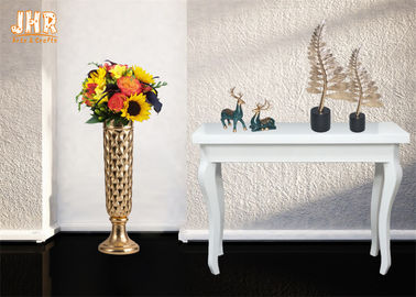 L'or d'articles de décoration de Homewares de vases à plancher de forme de trompette a poussé des feuilles des vases à Tableau de fibre de verre