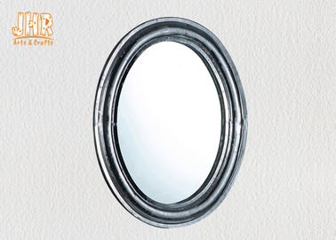 Miroir encadré industriel ovale de mur en verre de mosaïque d'argent de meubles de fibre de verre de style