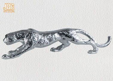 L'argent à la maison de décor a poussé des feuilles la sculpture animale en léopard de fibre de verre de figurines de Polyresin