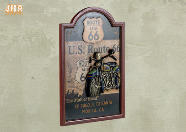 Le mur de Route 66 signe les plaques en bois de mur de moto d'antiquité de décor de mur de route de mère