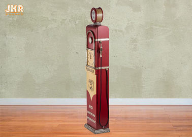 Support en bois décoratif en bois antique de stockage de pompe à gaz d'horloge de plancher de couleur rouge de meuble de rangement