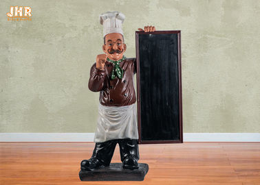 Le menu en bois embarque sculpture en chef de plancher de résine de figurine de statue de Polyresin la poly pour le restaurant