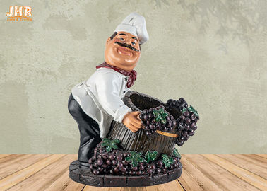 Sculpture en chef de support de vin de chef de résine de figurine de statue de Polyresin de décor de Tableau de chef petite