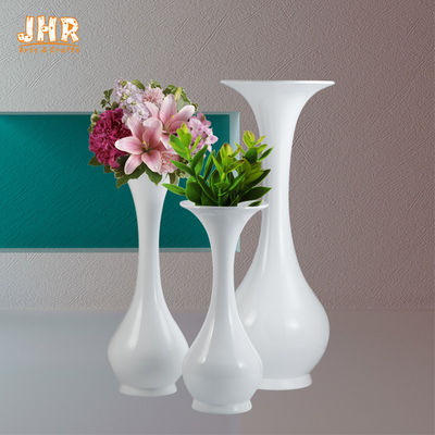 Pots blancs d'usine de vases à plancher de fibre de verre brillants pour d'intérieur