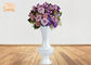 Vases blancs brillants à plancher de planteurs de fibre de verre de bouche large pour les fleurs artificielles