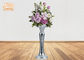 La haute fleur de fibre de verre de feuille argentée de pied plaque la forme moderne de tasse de pots de fleur