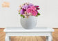 Finition givrée par vase blanc brillant rond portatif de pots de fleur de fibre de verre
