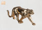 Figurines animales de statue de Tableau de fibre de verre de sculpture en léopard de Polyresin de feuille d'or