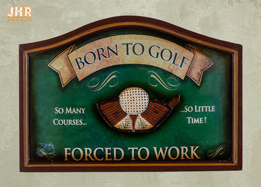 Le mur en bois d'antiquité de décor de mur de Golf Club signe la couleur verte de golf de plaques décoratives de mur