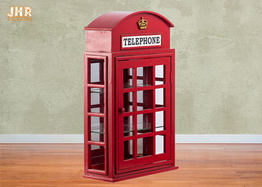 Meubles en bois décoratifs de support de plancher de forces de défense principale de couleur rouge de Cabinet de Cabinets britanniques de cabine téléphonique