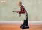 Grosse statue 90cm de sculpture en Butler de résine de décor de cuisine de chef de poly statue rouge de Butler